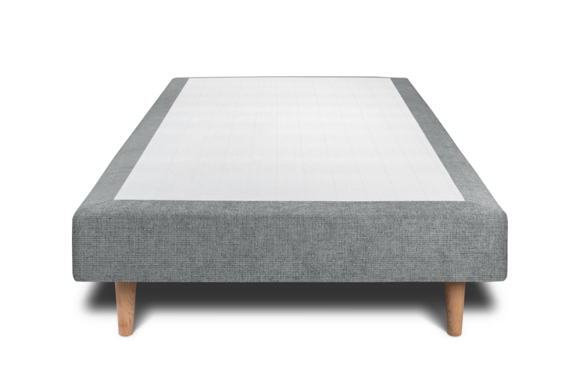 Lit 90x200 avec Sommier et Matelas - Sommier Gris + Tête de lit Capitonnée - Windsor