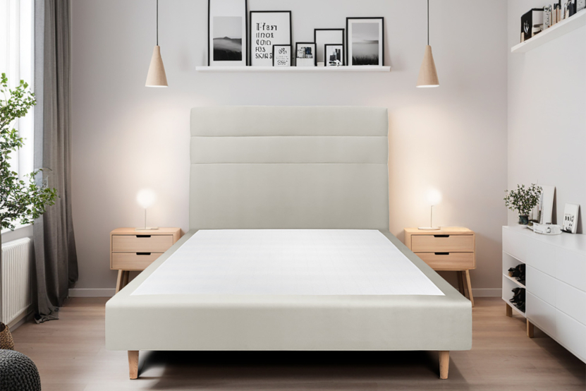 Tête de lit 180 cm Lignes - Tissu Velours Taupe