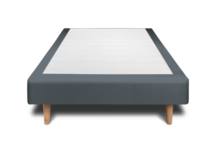 Sommier Tapissier 90x200 cm (déjà monté) - Velours - Gris Anthracite