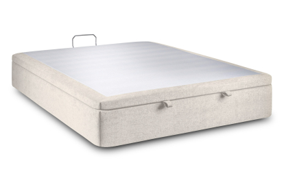 Sommier Coffre 200x200 cm - Toile nattée  - Beige clair