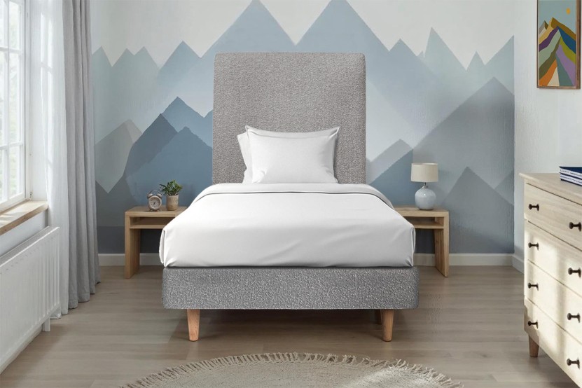 Sommier Tapissier 90x190 cm - Bouclette - Gris