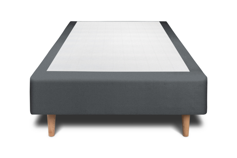 Sommier Tapissier 90x200 cm - H35 cm - Velours - Gris anthracite