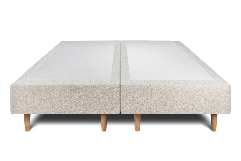 Lit 200x200 avec Sommier et Matelas - 2 Sommiers Beige Clair + Tête de lit Capitonnée - Windsor