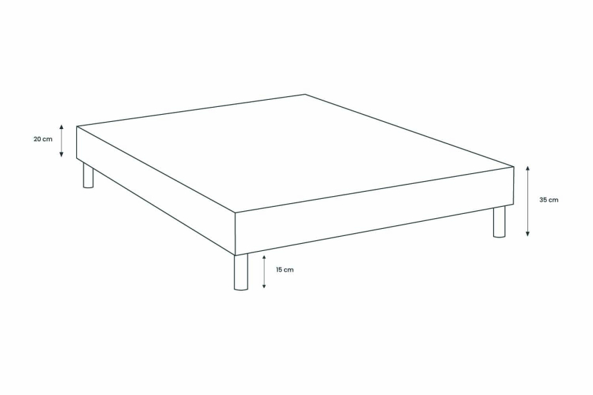 Sommier Tapissier 150x200 cm - H35 cm - Bouclette - Beige clair