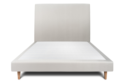 Lit 140x190 cm - Sommier tapissier H29 cm + tête de lit tapissée - Tissu Velours Gris Clair
