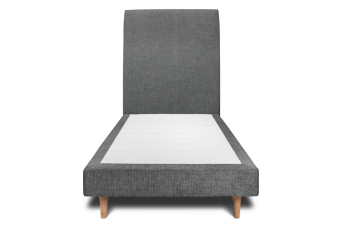 Lit 90x200 cm - Sommier tapissier H29 cm + tête de lit tapissée - Tissu Toile natté Gris Anthracite