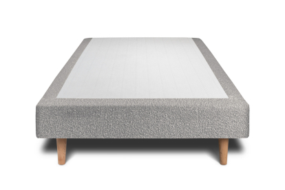 Lit 90x190 cm - Sommier tapissier H29 cm + tête de lit tapissée - Tissu Bouclette Gris