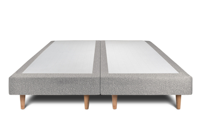 Lit 2x 80x200 cm - Sommier tapissier H29 cm + tête de lit capitonnée - Tissu Bouclette Gris
