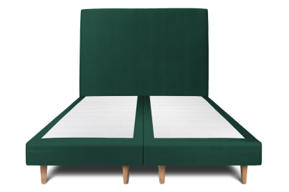 Lit 2x 90x200 cm - Sommier tapissier H29 cm + tête de lit tapissée - Tissu Velours Vert