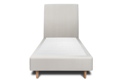 Lit 90x200 cm - Sommier tapissier H35 cm + tête de lit tapissée - Tissu Velours Gris Clair