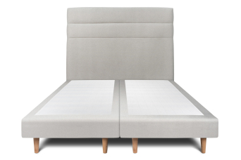 Lit 2x 100x200 cm - Sommier tapissier H29 cm + tête de lit à lignes - Tissu Velours Gris Clair
