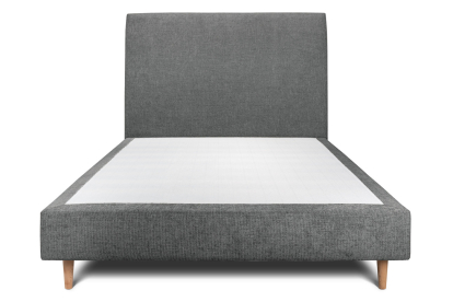 Lit 140x190 cm - Sommier tapissier H35 cm + tête de lit tapissée - Tissu Toile natté Gris Anthracite