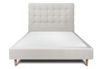 Lit 140x200 cm - Sommier tapissier H35 cm + tête de lit capitonnée - Tissu Velours Gris Clair