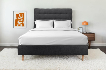 Tête de lit 140 cm Capitonnée - Tissu Toile Natté Noir