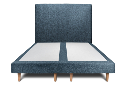 Lit 2x 80x200 cm - Sommier tapissier H29 cm + tête de lit tapissée - Tissu Bouclette Bleu