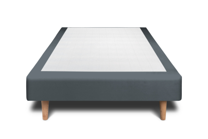 Lit 90x190 cm - Sommier tapissier H29 cm + tête de lit capitonnée - Tissu Velours Gris Anthracite