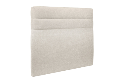 Lit 160x200 cm - Sommier tapissier H29 cm + tête de lit à lignes - Tissu Toile natté Beige Clair