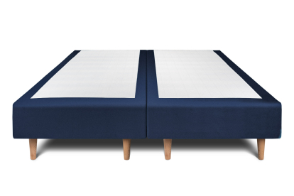 Lit 2x 80x200 cm - Sommier tapissier H35 cm + tête de lit capitonnée - Tissu Velours Bleu Océan