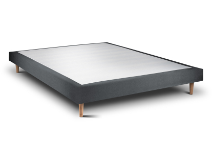 Lit 140x190 cm - Sommier tapissier H29 cm + tête de lit à lignes - Tissu Velours Gris Anthracite