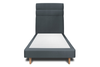 Lit 90x200 cm - Sommier tapissier H29 cm + tête de lit à lignes - Tissu Velours Gris Anthracite