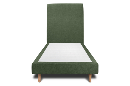 Lit 90x200 cm - Sommier tapissier H29 cm + tête de lit tapissée - Tissu Toile natté Vert Kaki