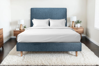 Tête de lit 135 cm Tapissée - Tissu Bouclette Bleu