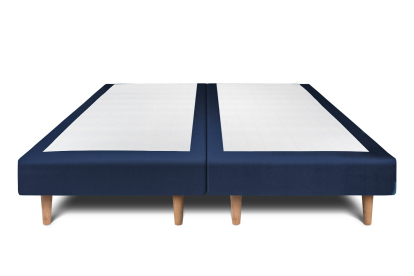 Lit 2x 100x200 cm - Sommier tapissier H29 cm + tête de lit capitonnée - Tissu Velours Bleu Océan