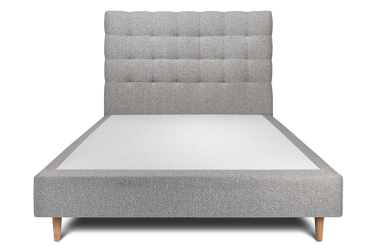 Lit 160x200 cm - Sommier tapissier H35 cm + tête de lit capitonnée - Tissu Bouclette Gris