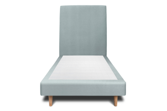 Lit 90x200 cm - Sommier tapissier H29 cm + tête de lit tapissée - Tissu Velours Gris Bleuté