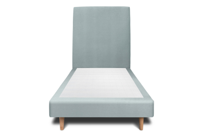 Lit 90x200 cm - Sommier tapissier H29 cm + tête de lit tapissée - Tissu Velours Gris Bleuté