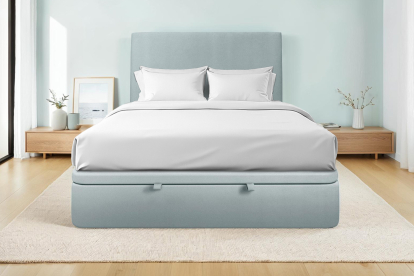 Sommier Coffre 180x200 cm - Velours - Gris bleuté