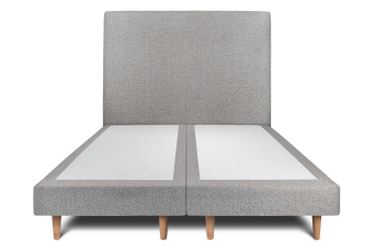Lit 2x 80x200 cm - Sommier tapissier H29 cm + tête de lit tapissée - Tissu Bouclette Gris