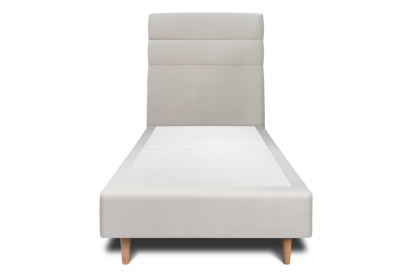 Lit 90x200 cm - Sommier tapissier H35 cm + tête de lit à lignes - Tissu Velours Gris Clair