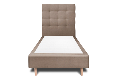 Lit 90x190 cm - Sommier tapissier H35 cm + tête de lit capitonnée - Tissu Velours Taupe