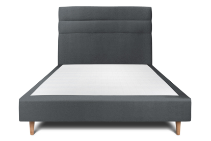 Lit 160x200 cm - Sommier tapissier H35 cm + tête de lit à lignes - Tissu Velours Gris Anthracite