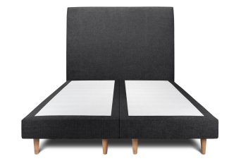 Lit 2x 100x200 cm - Sommier tapissier H29 cm + tête de lit tapissée - Tissu Toile natté Noir