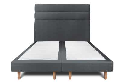 Lit 2x 80x200 cm - Sommier tapissier H29 cm + tête de lit à lignes - Tissu Velours Gris Anthracite