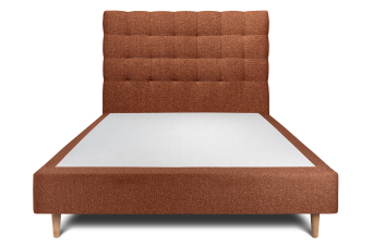 Lit 140x200 cm - Sommier tapissier H35 cm + tête de lit capitonnée - Tissu Bouclette Terracotta