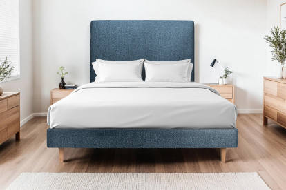 Sommier Tapissier 140x190 cm - H29 cm - Bouclette - Bleu