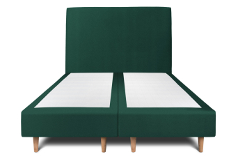 Lit 2x 100x200 cm - Sommier tapissier H35 cm + tête de lit tapissée - Tissu Velours Vert