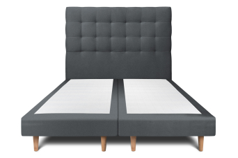 Lit 2x 80x200 cm - Sommier tapissier H29 cm + tête de lit capitonnée - Tissu Velours Gris Anthracite