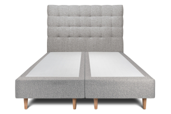 Lit 2x 80x200 cm - Sommier tapissier H35 cm + tête de lit capitonnée - Tissu Bouclette Gris