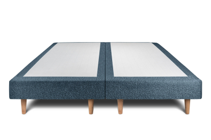 Lit 2x 80x200 cm - Sommier tapissier H29 cm + tête de lit capitonnée - Tissu Bouclette Bleu
