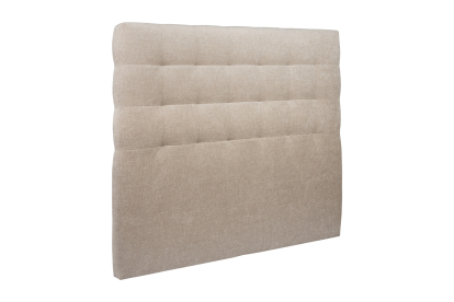 Lit 140x190 cm - Sommier à lattes H29 cm + tête de lit capitonnée - Tissu Toile natté Beige Brun
