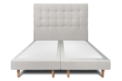 Lit 2x 80x200 cm - Sommier tapissier H29 cm + tête de lit capitonnée - Tissu Velours Gris Clair