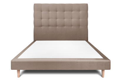 Lit 140x200 cm - Sommier tapissier H29 cm + tête de lit capitonnée - Tissu Velours Taupe