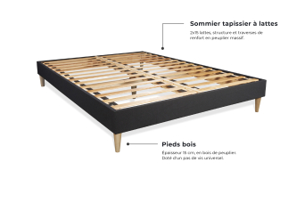 Sommier Tapissier à Lattes 140x190 cm - En kit à monter soi-même