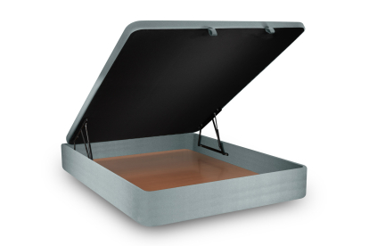 Sommier Coffre 140x200 cm - Velours - Gris bleuté