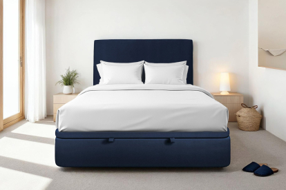 Sommier Coffre 180x200 cm - Velours - Bleu océan