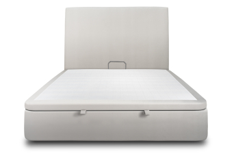 Lit coffre 140x200 cm avec Tête de lit tapissée - Tissu Velours Gris Clair